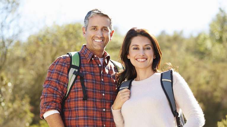A joyful couple with beaming smiles